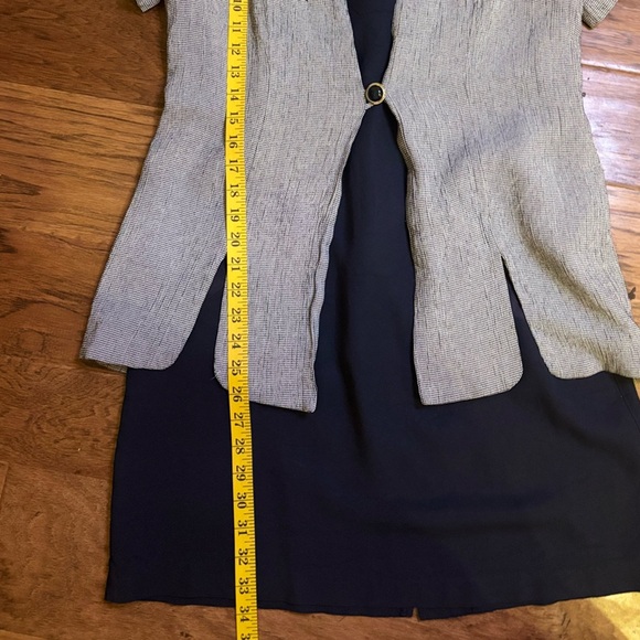 Michael Blake Vintage 14P Two-Piece Dress Jacket Set Navy & Gray Floral - Picture 9 of 11